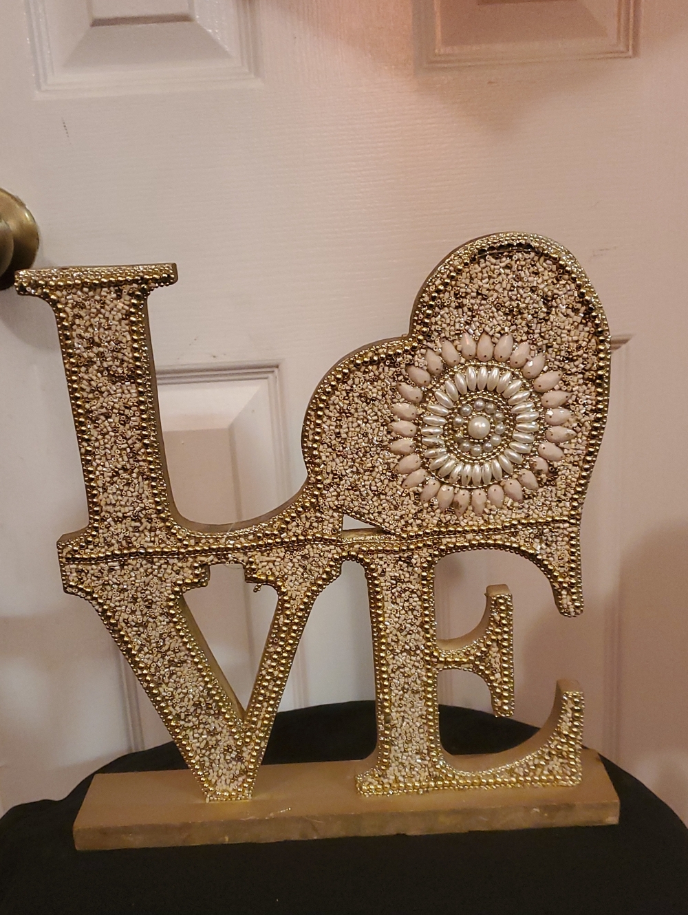 Large, Gold Beaded LOVE Decorative Accent